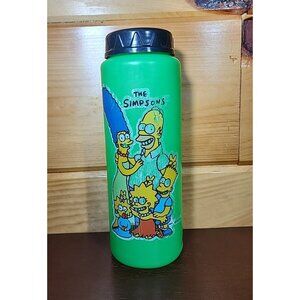 Vintage The Simpsons 1990 Green Water Bottle 90’s Homer Bart Simpsons - AS IS